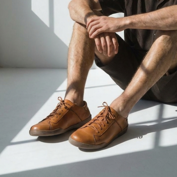 Lace-up Low Top Calf Leather Sneakers