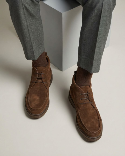 Brown Suede Desert Moc Toe Boots