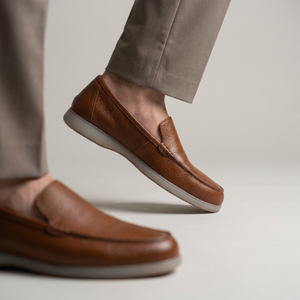 casual and formal loafers in tan color