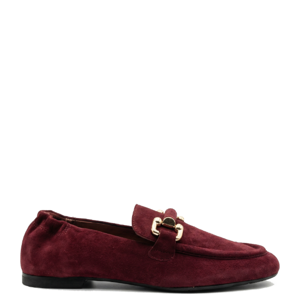 Burgundy suede classic flat loafers