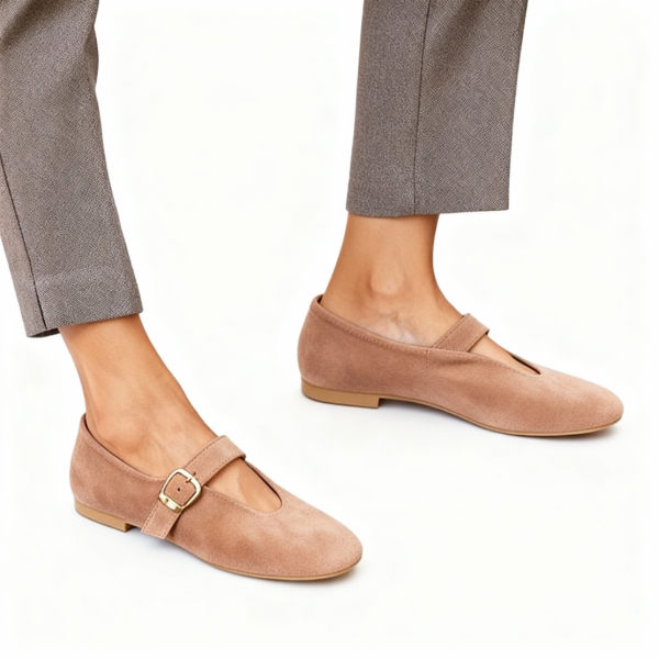 Classic Tan Suede Flat Ballet