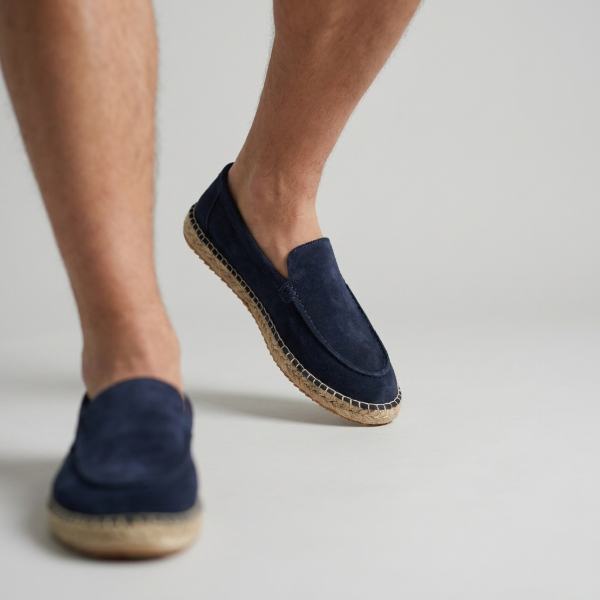 Navy blue loafer espadrille