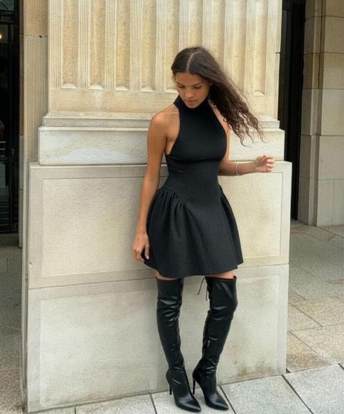 Over the knee boots in Stiletto heels & simili leather