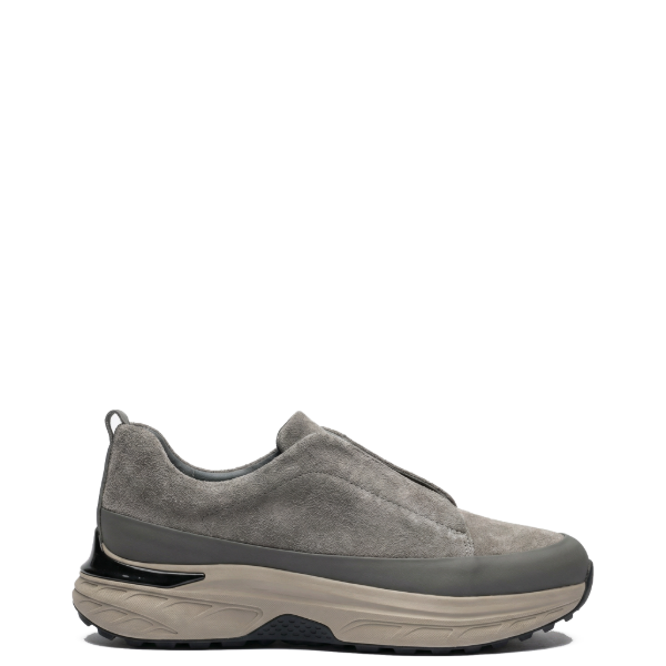 lightweight Grey suede & leather sneakers