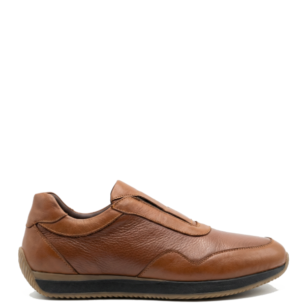 Full grain leather slip-on sneakers in Tan color