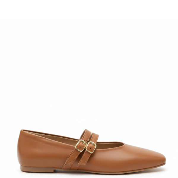 Camel leather ballerina