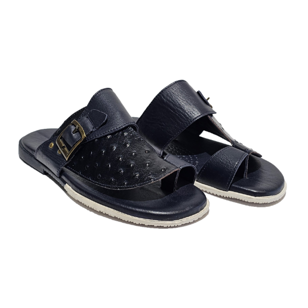 Navy blue Leather Slide Sandals