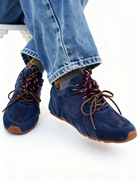 navy blue suede fashion casual sneakers