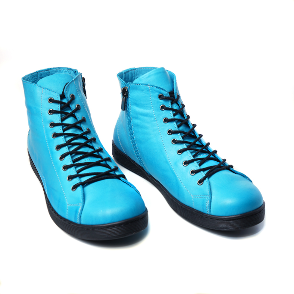 Lace-up & Zip-up High Top Calf Leather Sneakers
