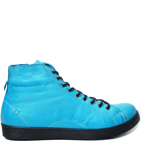 Lace-up & Zip-up High Top Calf Leather Sneakers
