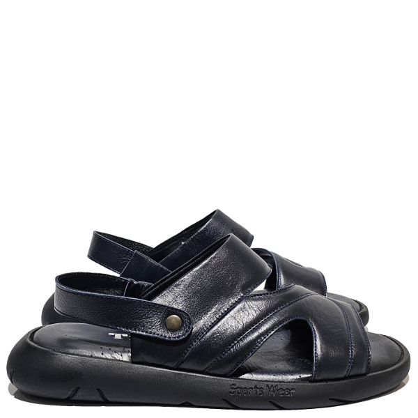 Navy blue comfortable sandals in calfskin